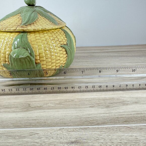Vintage MKL Majolica Style Corn Soup Tureen Ceramic Lidded Vegetable Bowl - Picture 11 of 11